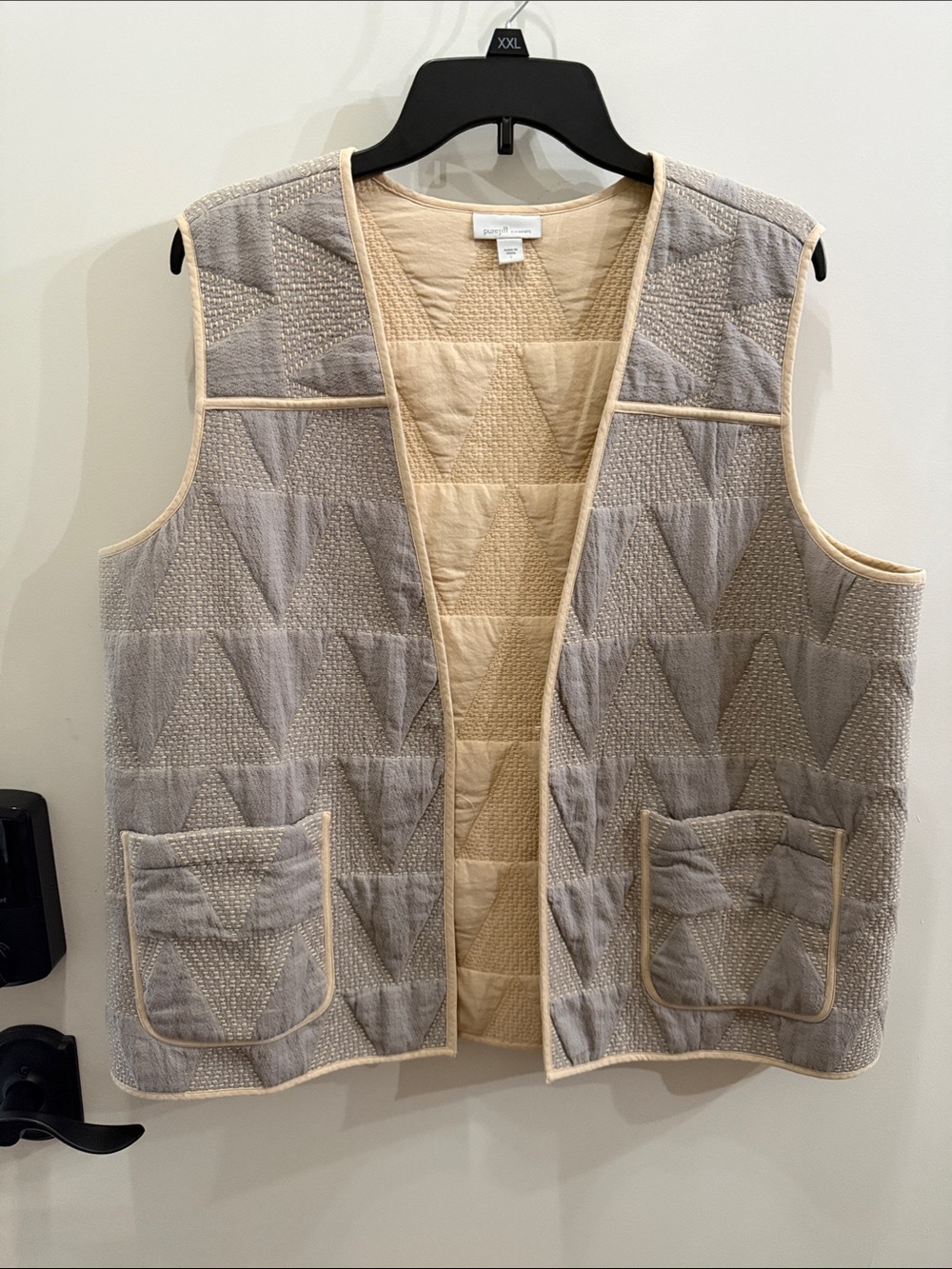 Pure Jill Quilted Patchwork Vest in Gray and Cream NWOT